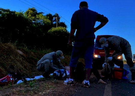 Casal sofre queda de moto na rodovia MS-134, entre Batayporã e Nova Andradina