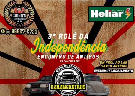 BATAYPORÃ: Feriado do dia 07 ocorrerá o 3° Rolê da Independência (Encontro de veículos antigos)