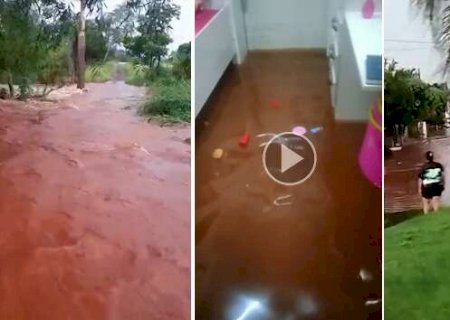 Tromba d’água alaga casas e peixes nadam no meio da soja em Itaporã