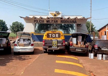 Comboio de veículos com carga de contrabando é apreendido na MS-379