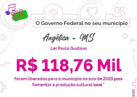 ANGÉLICA: Governo Federal enviou R$ 118 mil reais para a cultura do município em 2023