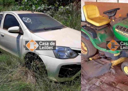Leilão da Prefeitura de Angélica tem Etios por R$ 5 mil e trator John Deere por R$ 1,1 mil