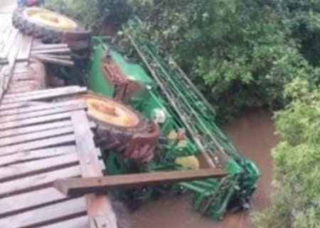 Funcionário de usina fica ferido após trator cair em rio em Nova Alvorada do Sul