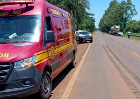 Pedestre morre atropelado por caminhão na BR-376 em Fátima do Sul
