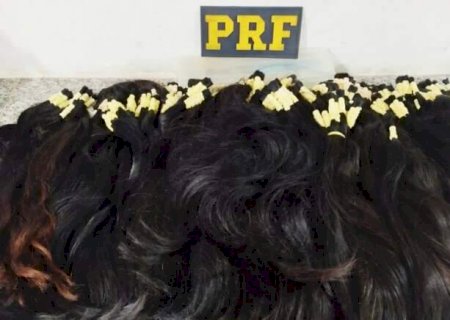 PRF apreende mala com 18 kg de cabelo humano em &ocirc;nibus em Miranda