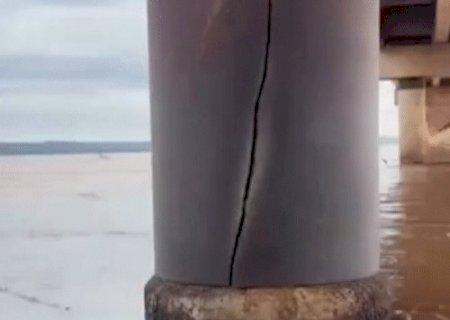 V&iacute;deo mostra abertura em pilar de ponte entre PR e MS